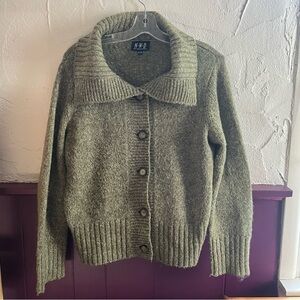 Women's Olive Green Button-Up Cardigan